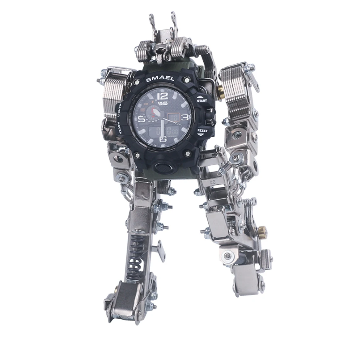 

New Hot DIY Metal Assembly Robot Model 3D Robot Puzzle Kits With Olive Drab Watch
