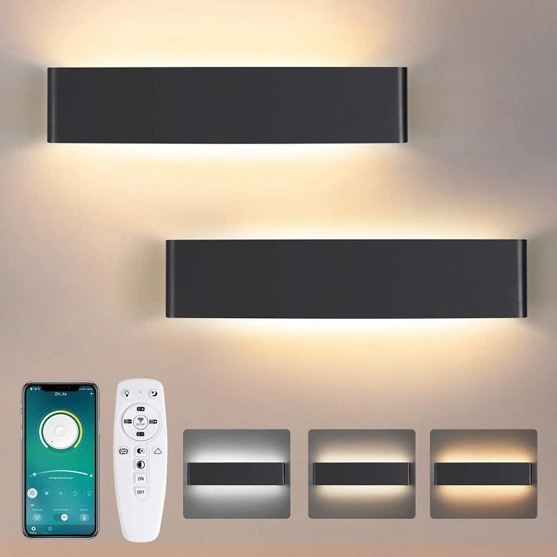 wireless wall lights Modern LED Wall Light with 2.4G Smart APP Remote Control Tricolor Dimming Rectangle Led Wall Lamp 6W 12W 18W for Home AC220V led wall lights indoor