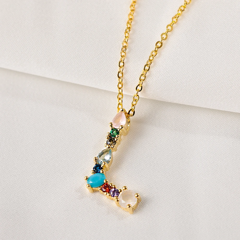 1 шт., модное роскошное разноцветное ожерелье с кулоном из фианита, 26 букв алфавита, ожерелье, самодельное имя, Женские Ювелирные изделия, подарки