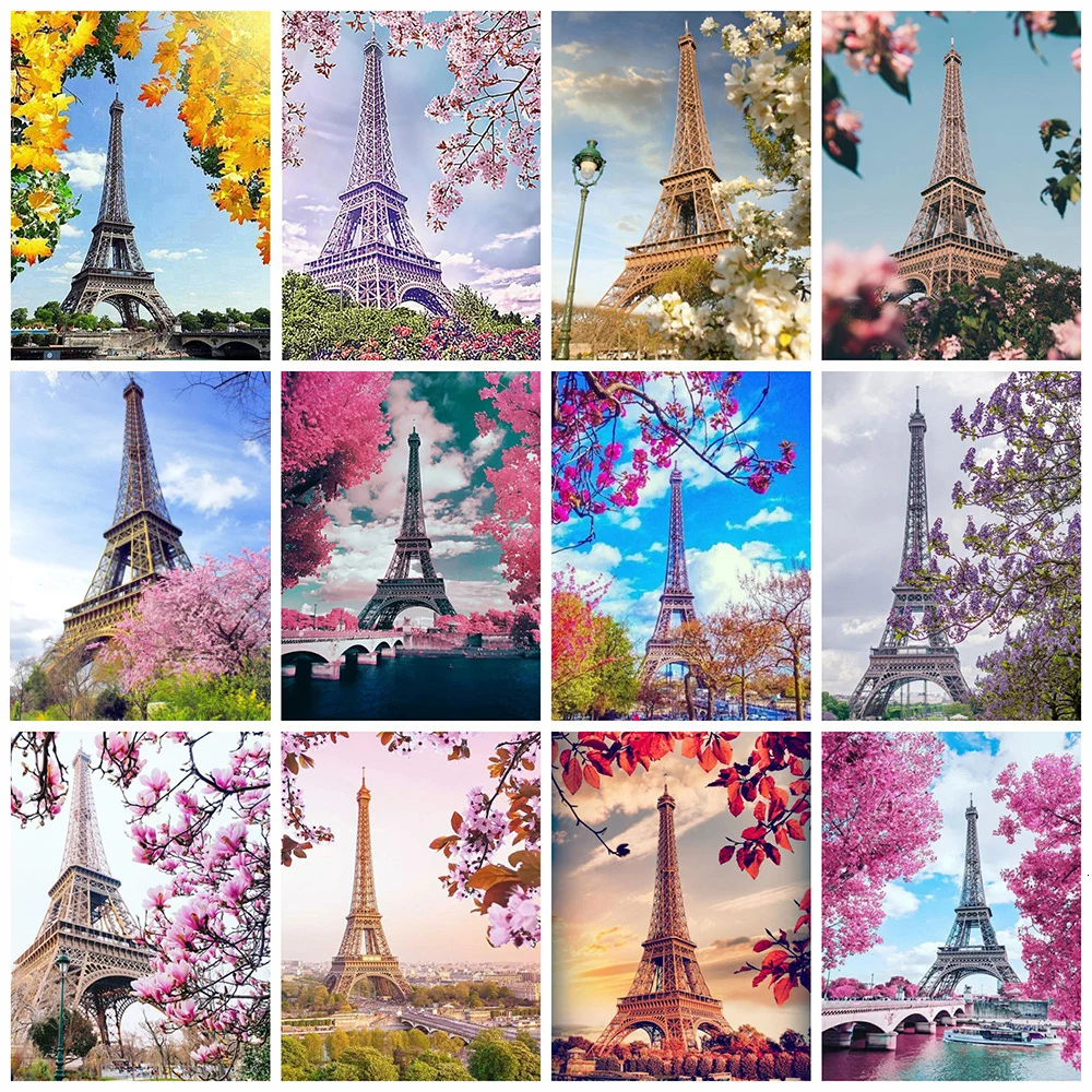Full Square/Round Diamond Painting Eiffel Tower 5D DIY Mosaic Set Embroidery Landscape Rhinestone Pictures Home Decor | Дом и сад