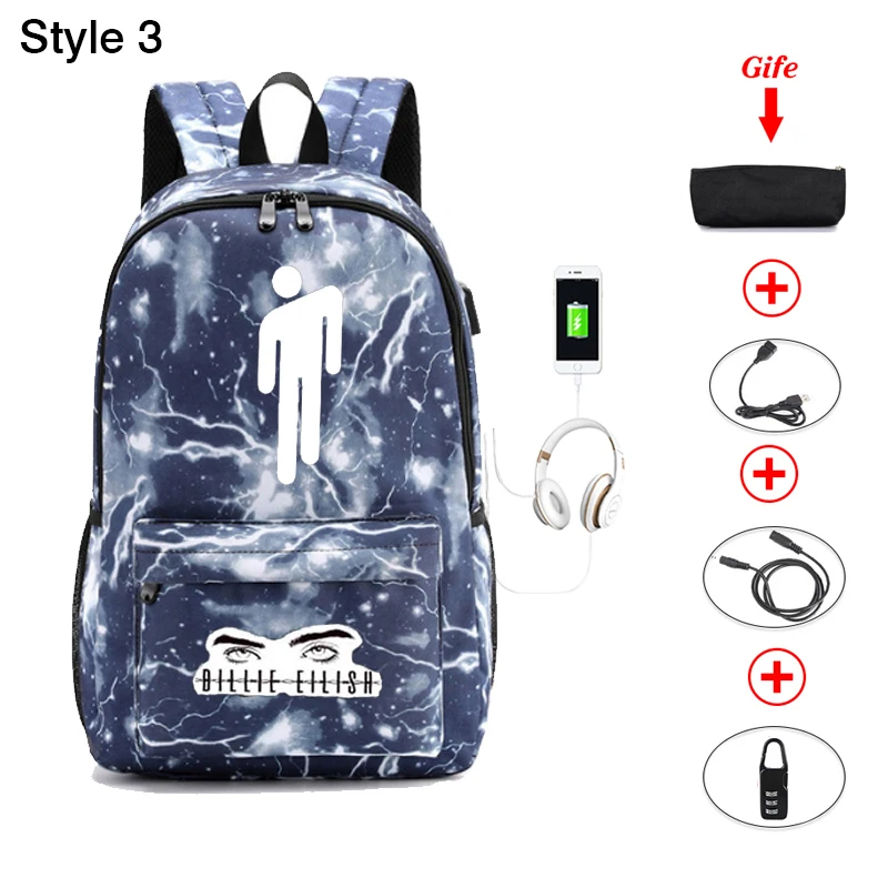 BPZMD Billie Eilish женский рюкзак для ноутбука, дорожные сумки для школьников, нейлоновый рюкзак Mochila для подростков, сумка для ноутбука