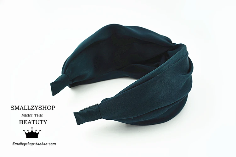 Imported from South Korea Alyssa Celebrity Style Retro Solid Color Satin Ultra-Wide Hair Fixer Headband Fabric Cross Large Rims