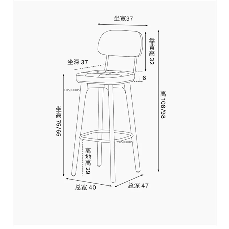 Nordic Solid Wood Bar Chairs for Kitchen Furniture Industrial Retro Restaurant Counter Stool Creative Back High Stool Bar Chair