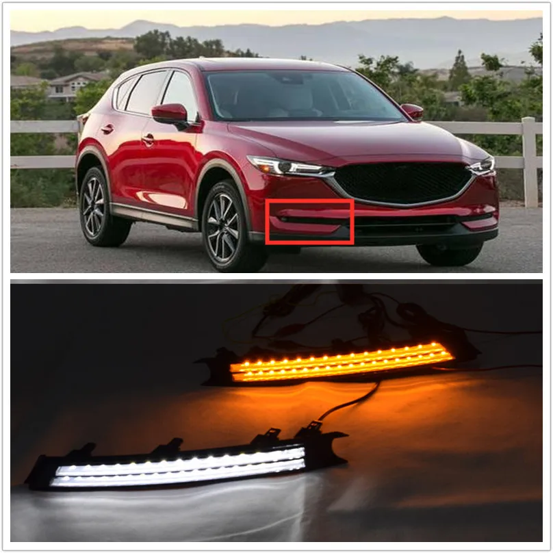 Светодиодный дневной ходовой свет противотуманная фара Decoratio дневной свет для Mazda CX-5 CX5- динамический сигнал поворота реле водонепроницаемый автомобиль DRL
