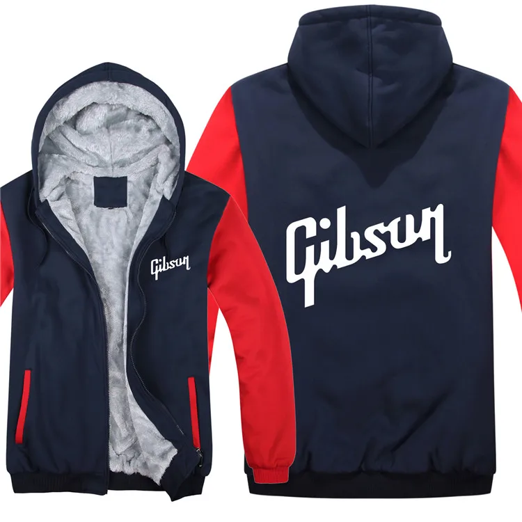 Gibson толстовки зимняя куртка для мужчин повседневное толстый флис популярный пуловер человек пальто хип хоп гитары Gibson кофты