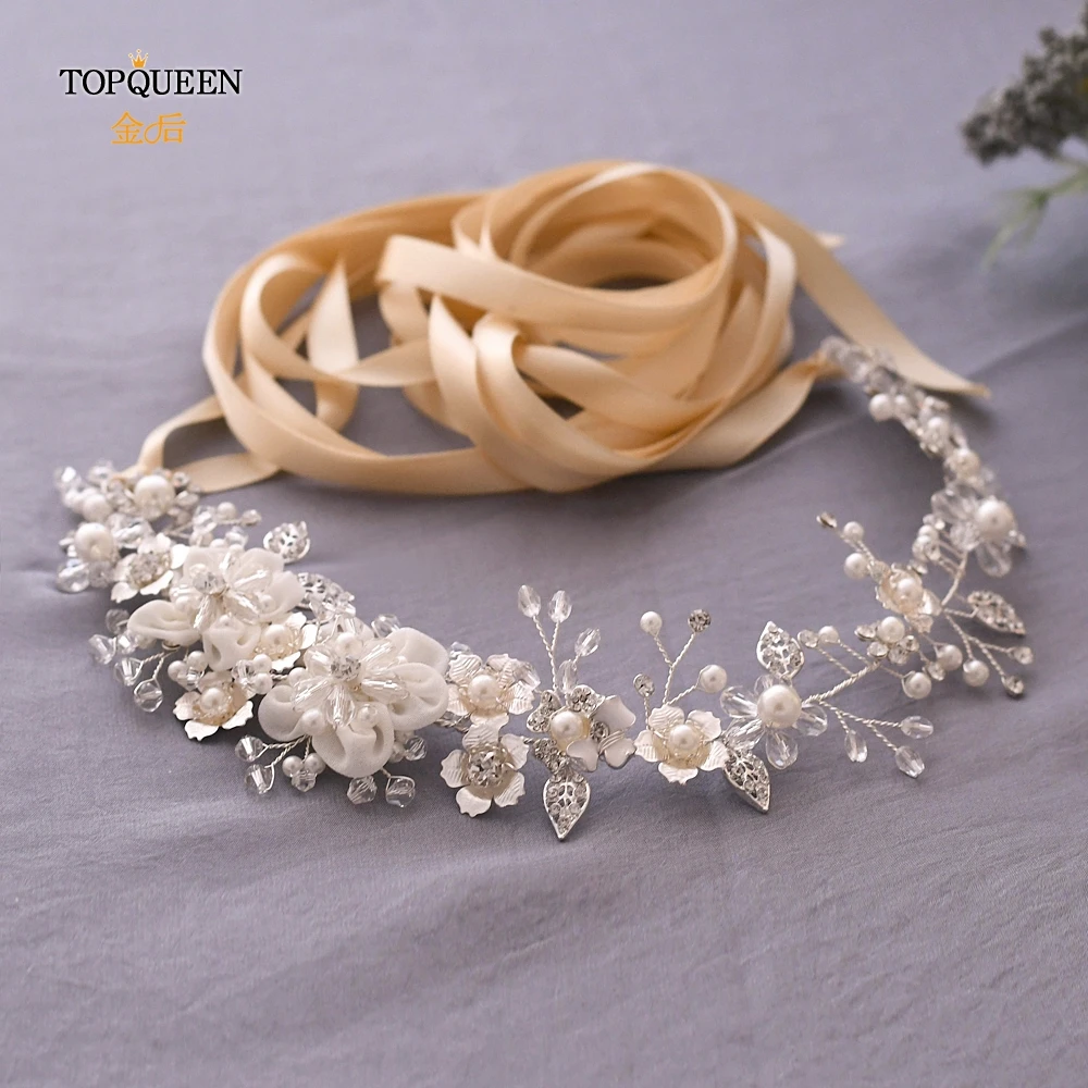Champagne ribbon TOPQUEEN SH275, свадебное платье, пояс, Цветочный Пояс для женщин, официальные ремни для женщин, платья для девочек, белый пояс, пояс, свадебные пояса - Цвет: Champagne ribbon