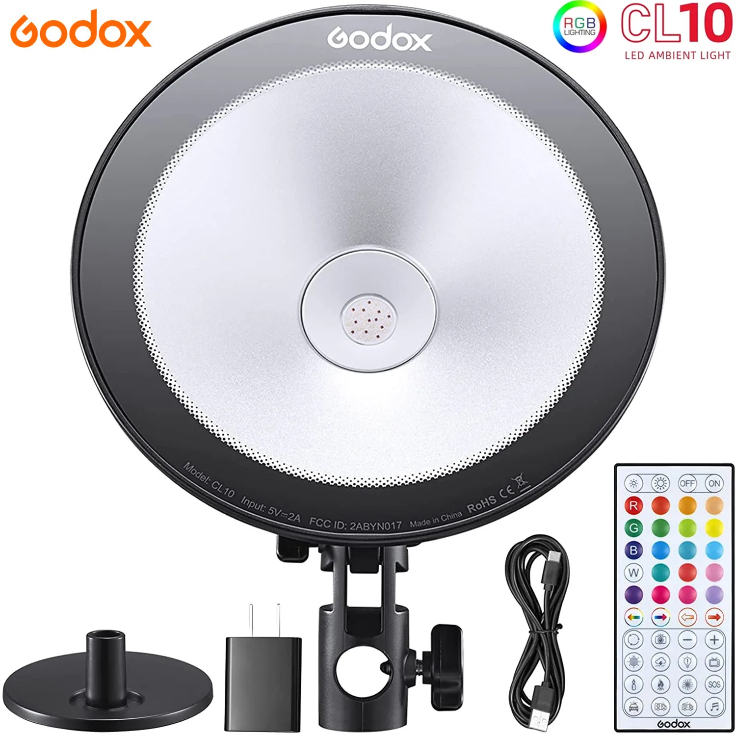 

Godox CL10 LED Webcasting Ambient Light RGB HSI Multi-Color Photography Studio Light for Camera Phone Video Photo Youtube Vlog