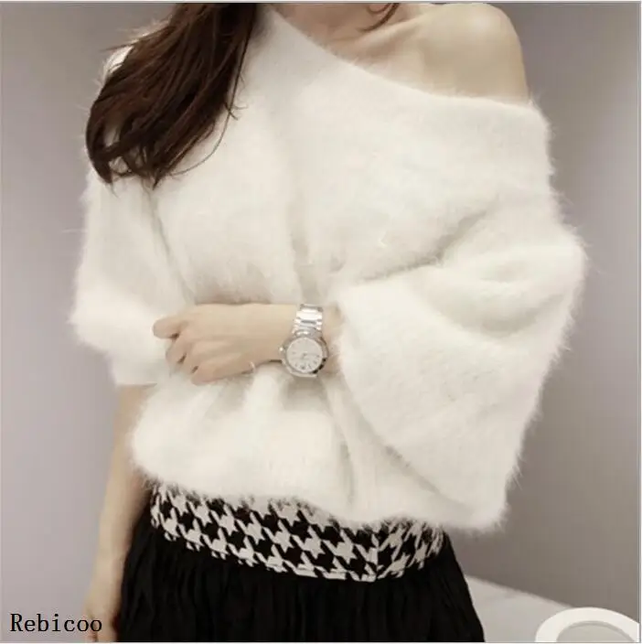 Свитер женский трикотажный контрастных цветов на одно плечо | Женская одежда