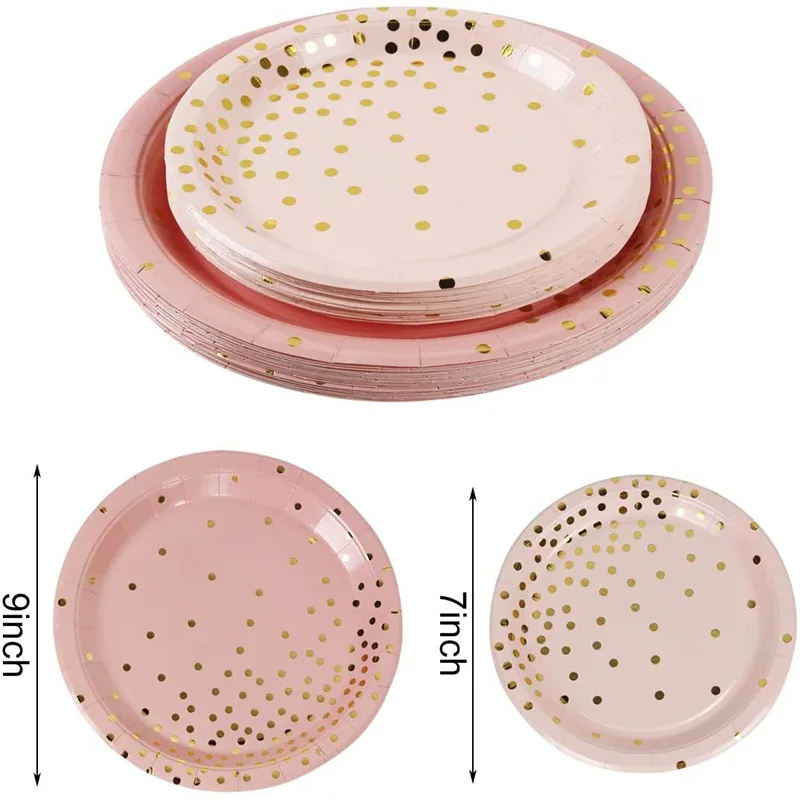 Декор для новогодвечерние розовое золото одноразовая посуда тарелка чашки