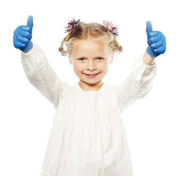 

1/8pcs Children's Blue Disposable Latex Nitrile Gloves Protective Safety Gloves Universal for Left and Right Hands Kids