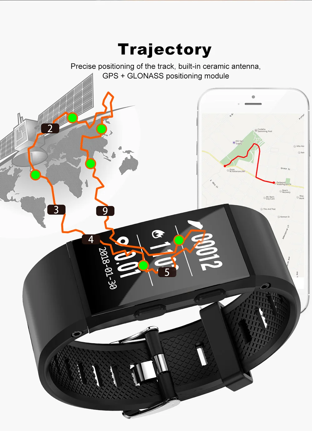 S1 GPS смарт браслет 0 96 "экран Bluetooth 4 1 фитнес трекер монитор сердечного ритма IP67