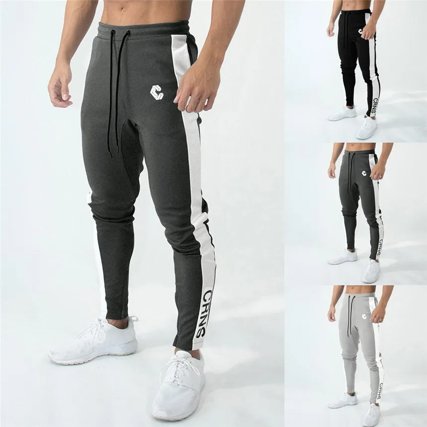 KLV брюки мужские модные спортивные штаны для бега с завязками для фитнеса длинные брюки мужские повседневные уличные брюки с боковыми полосками