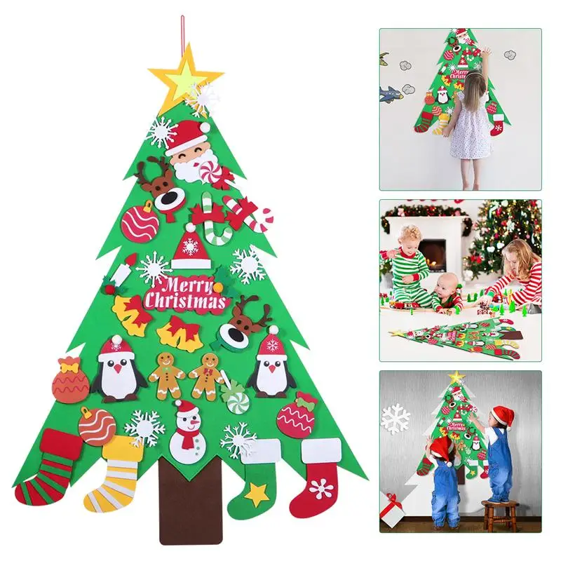 Amosfun Christmas Tree Wooden Christmas Wooden Ornamento Pendant Hanging Embellishments Crafts For DIY