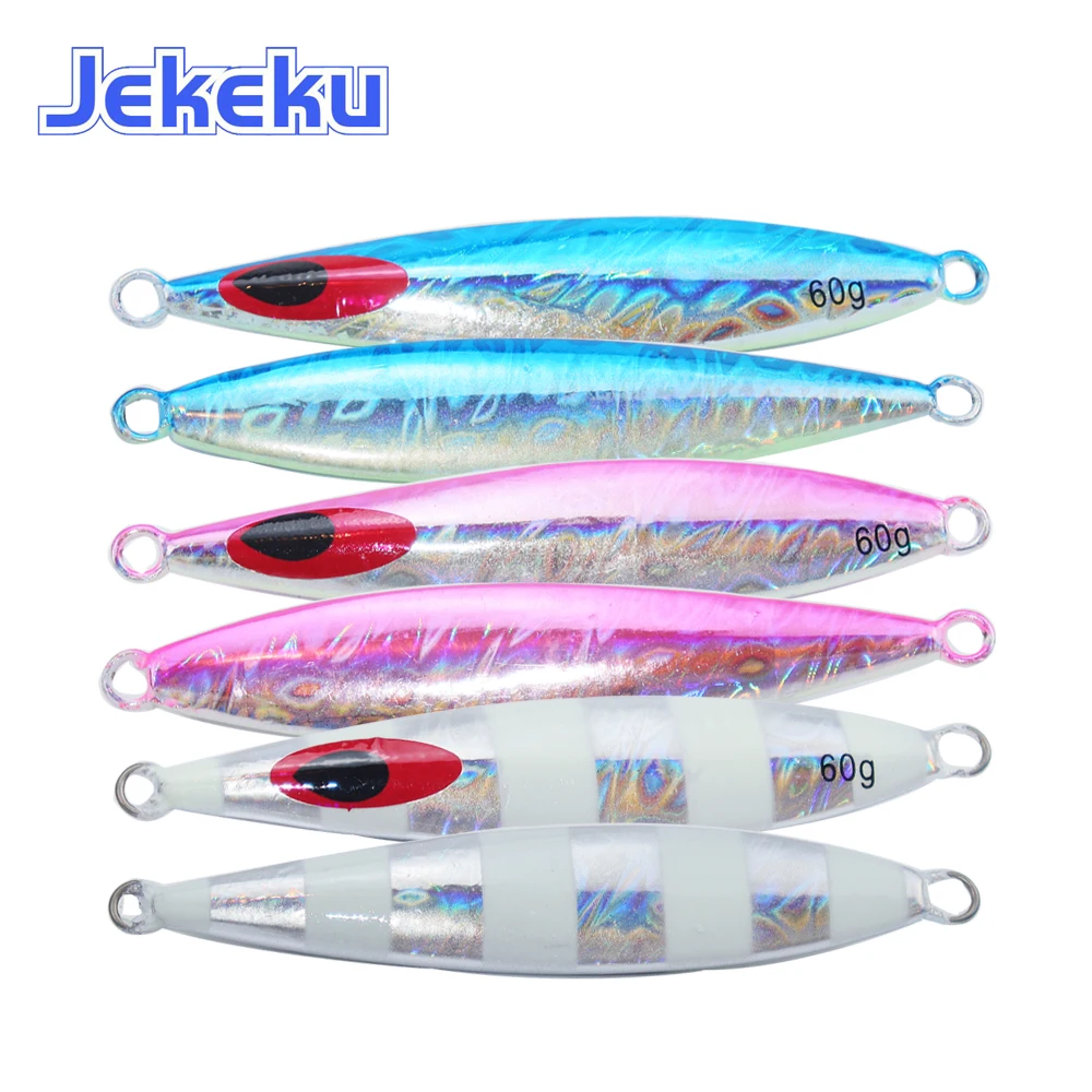 

JEKEKU 1pc NEW Slow Jigging Lure 60g 80g 100g Metal Jig Lead Fish Sea Bass Fishing Lure Artificial Fishing Bait Lead Lure