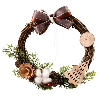 

Party Artificial Pine Home DIY Gift Window Christmas Wreath Prop Door Decoration Bowknot Garland Indoor Outdoor Collection