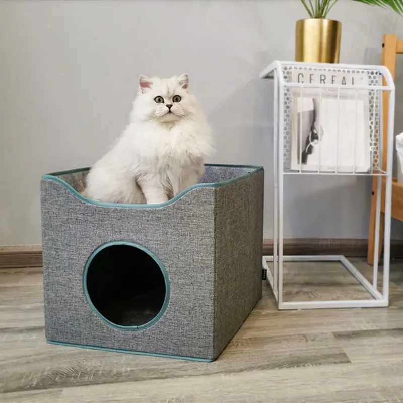 Складной кошачий кубик дом двухслойная Kitty Nap кровать домашняя собака против царапин коврик