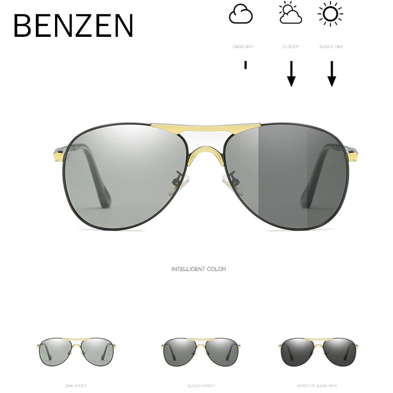 BENZEN, для вождения, фотохромные солнцезащитные очки, мужские, поляризационные, хамелеон, обесцвечивание, солнцезащитные очки для мужчин, oculos de sol masculino