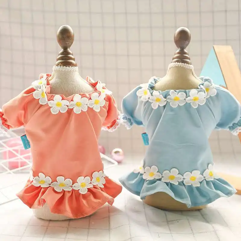 

Red Plaid Cardigan Flower Dress Skirt Spring Summer Pets Outfits Dog Clothes Wedding Skirt Puppy Costume for Small Dogs Party