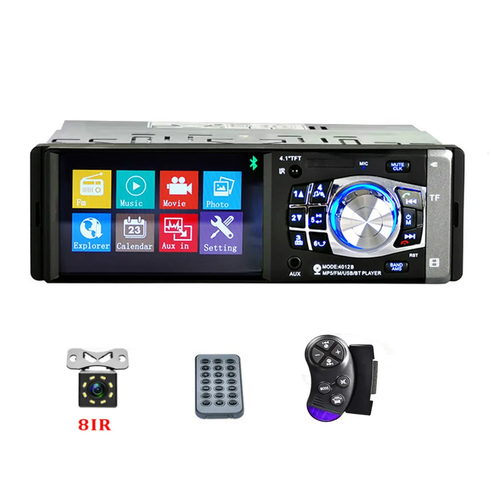 4," 1DIN Автомобильный MP5/MP4 плеер дистанционное управление радио FM/USB/TF/AUX радио микрофон Bluetooth Стерео Авторадио - Цвет: 8 LED CAM