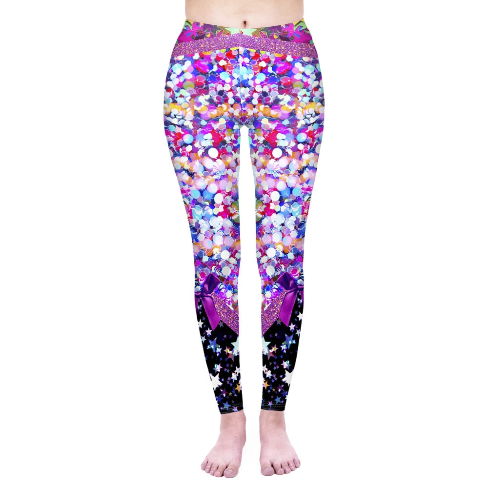 

Fashion Women Legging Purple Glitter Printing Leggins Workou Legins Slim Fitness Pants Punk Elasticity Leggings#3