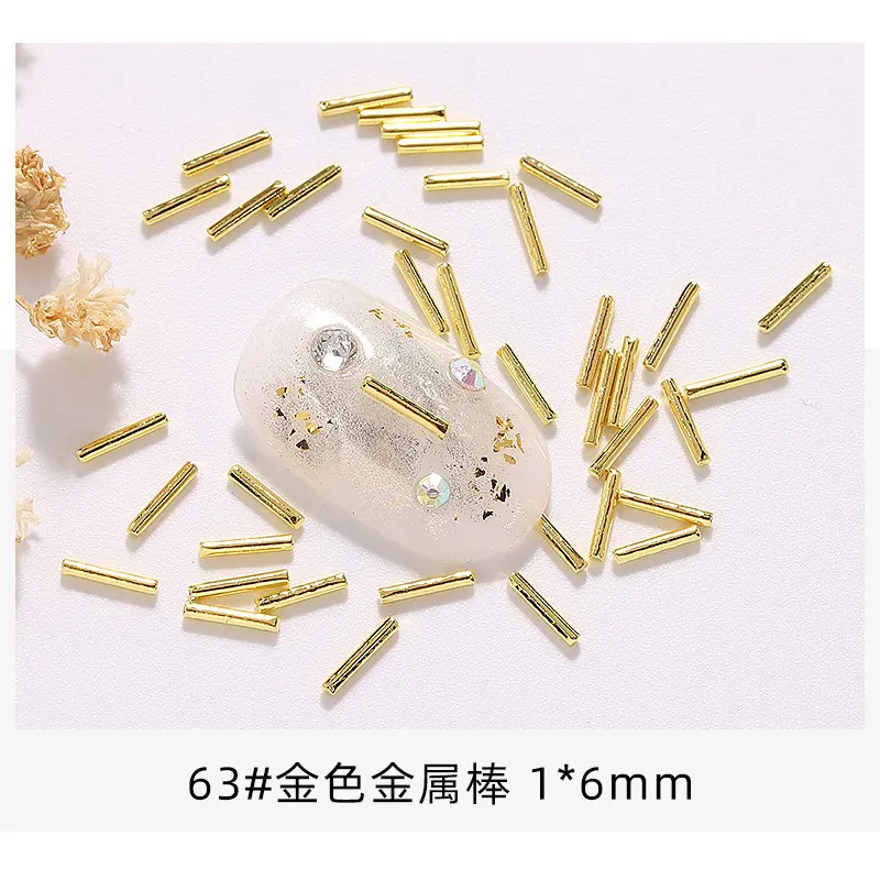 500pcs/lot Geometric Gold Feather Arrow Leaves Rivets Studs Metal Manicure Nail Art Accessories DIY Nail Decoration Charms 35-89 - Color: 63