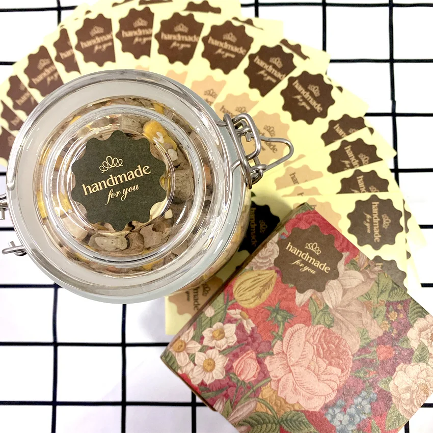 120PCS/lot Vintage Multilateral waveforms Kraft Paper handmade for you Sealing Label Sticker For Handmade Gifts Package self adhesive stickers,paper stickers,adhesive stickers,decorative labels stickers,kraft paper stickers