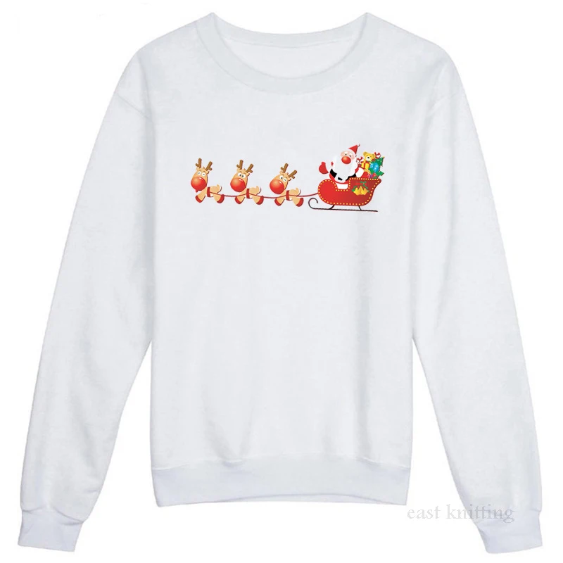 Merry Christmas толстовка женская забавная Весенняя Осенняя спортивная одежда с капюшоном Санта и рудолф пуловеры с капюшоном женский спортивный костюм - Цвет: White