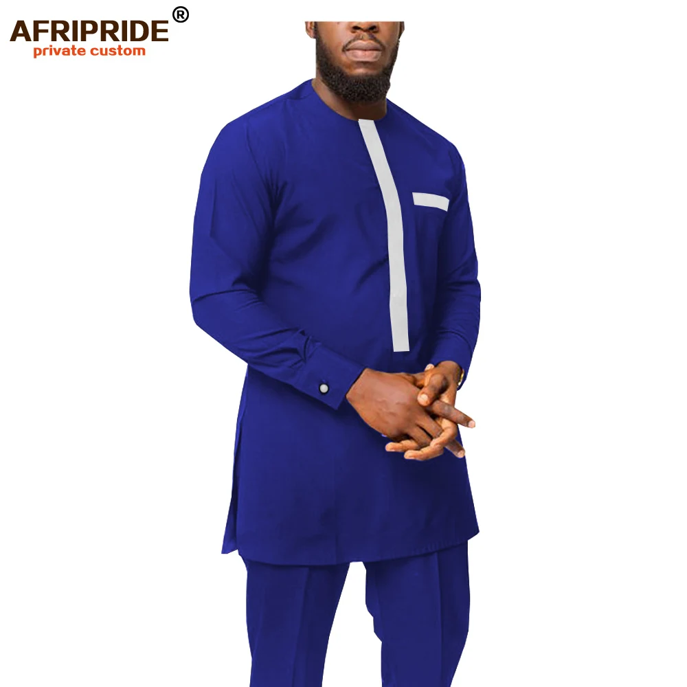90% OFF 2019 Dashiki Men African Clothing Ankara Shirts and Pants Set Tracksuit Tribal Outfits Bazin Riche 2 Piece AFRIPRIDE A1916056