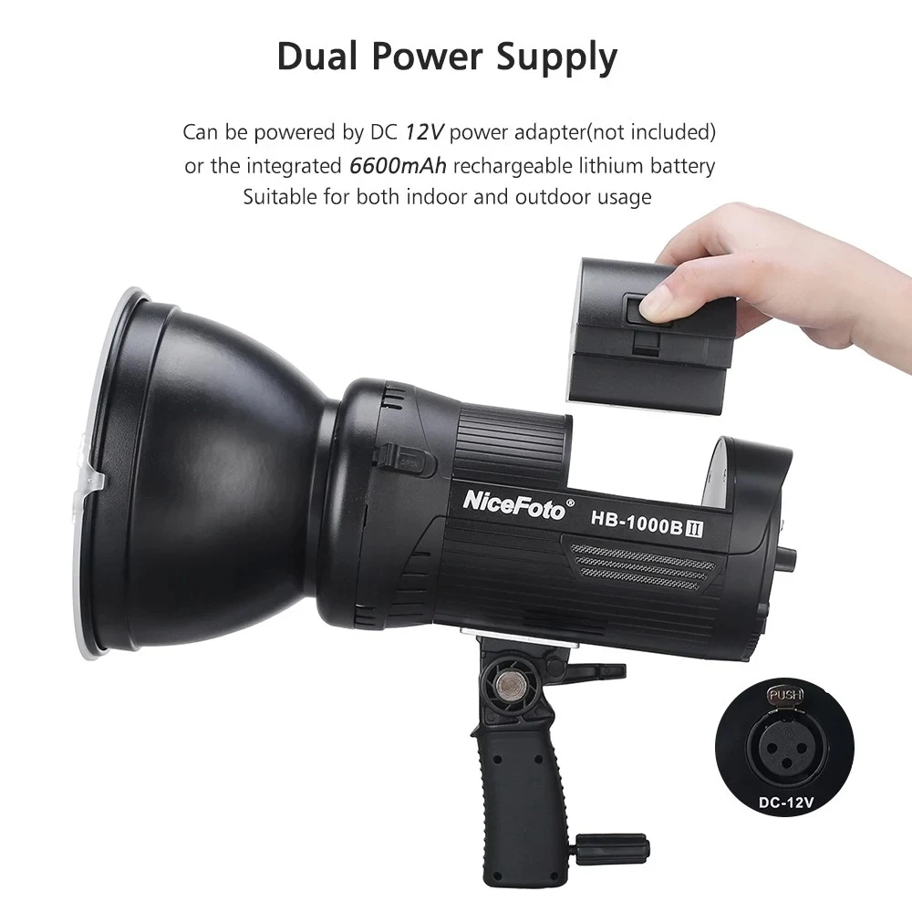  NiceFoto LED Light Lamp100W LCD Display 3200K/5600K CRI95+ APP Remote Control with Battery Charger  - 4000164756023