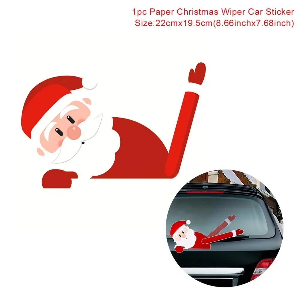 Рождество Рождество Санта Клаус автомобиля стеклоочистителя наклейки Счастливого Рождества украшения автомобиля Рождество Декор Рождество год - Цвет: Car sticker 7