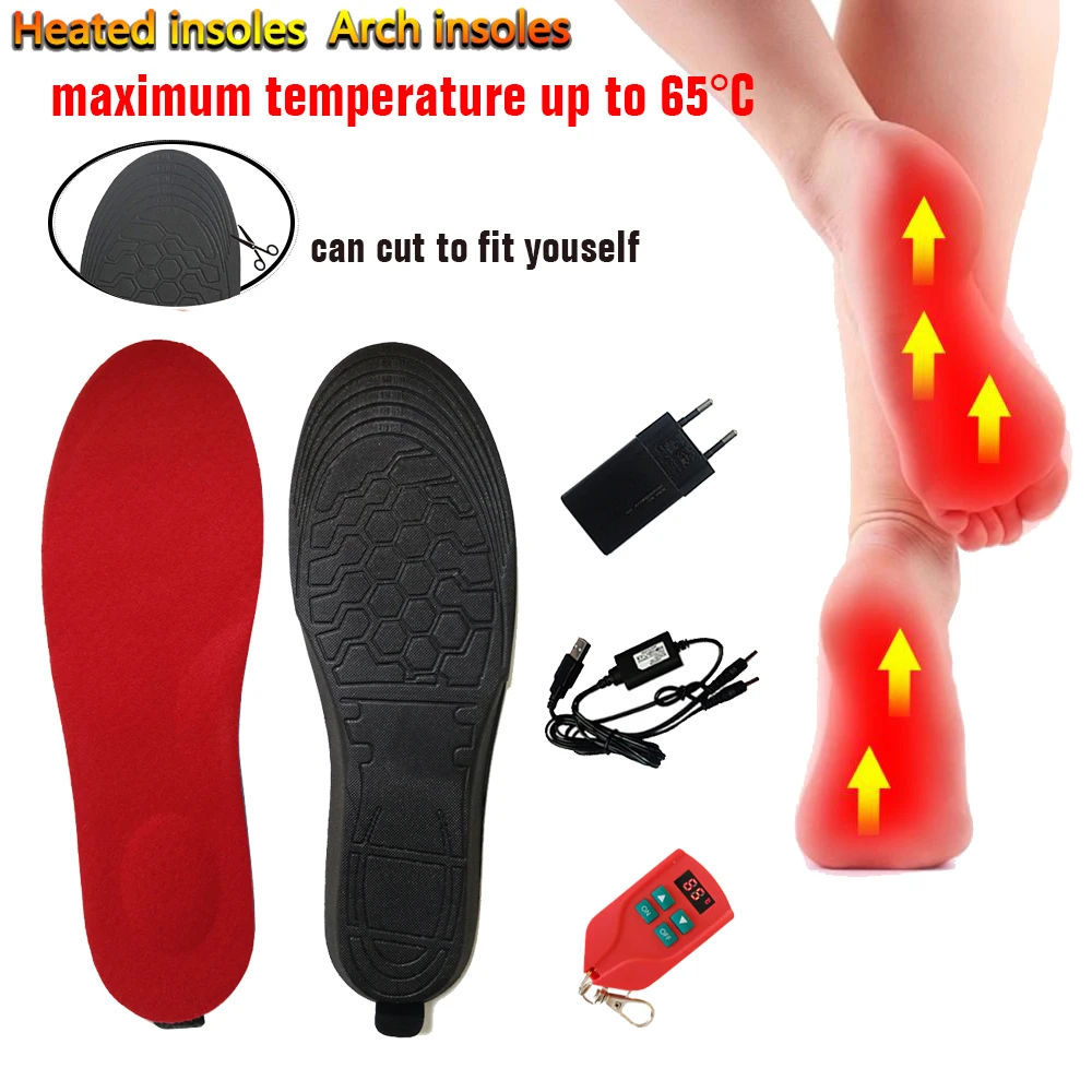 2000ma Electric Heated Insoles Orthopedic Shoes Insoles Arch Support