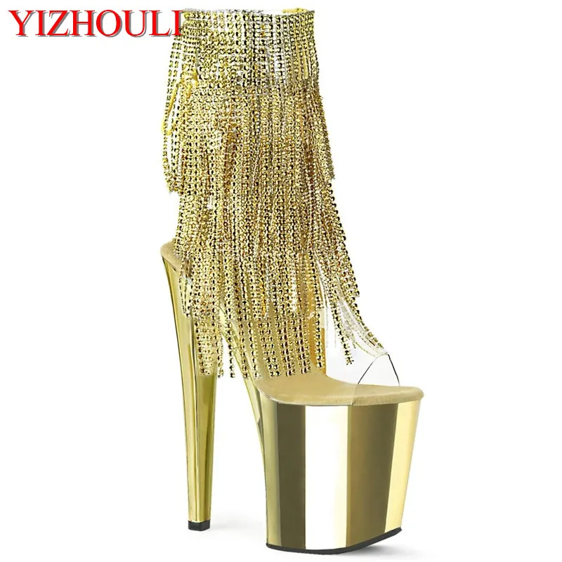 Sexy plating waterproof platform 20cm super high-heeled ladies sandals, 8-inch high-heeled model runway, pole dancing shoes