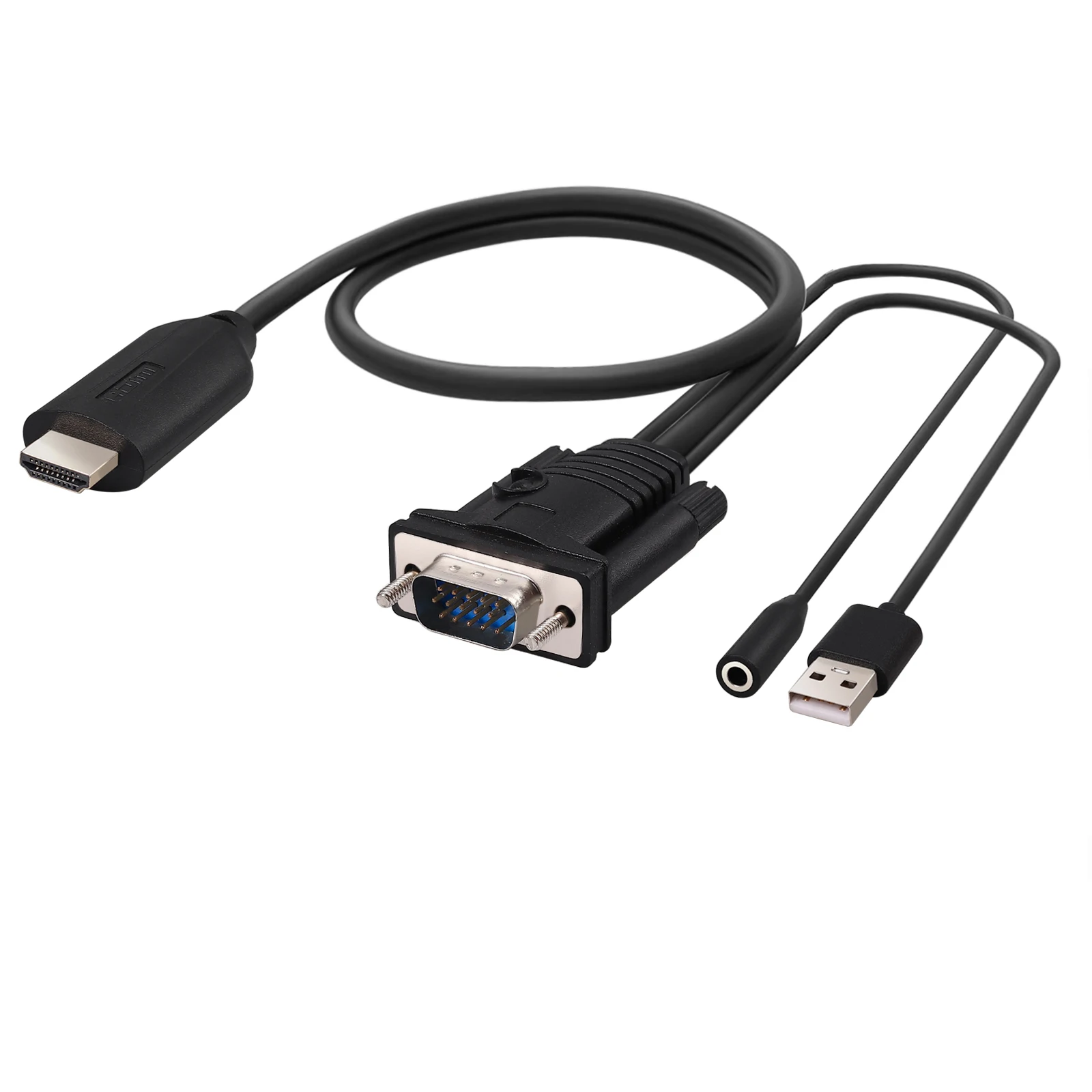 Neoteck HDMI to VGA Adapter Cable with Female 3.5mm Audio HDMI Male to VGA Male Active Video Converter Cord 1080P Support PS4