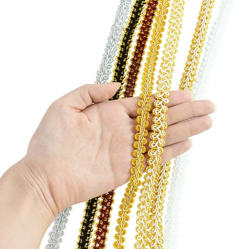 Lace Fabric Lace Ribbon Lace Garment Accessories Lace Sewing Supplies Lace Accessories Lace Sewing Accessories 5Yards Gold Silver Lace Trim Ribbon Curve Lace Fabric Sewing Centipede Braided Ribbon Wedding Craft DIY Garment Accessories