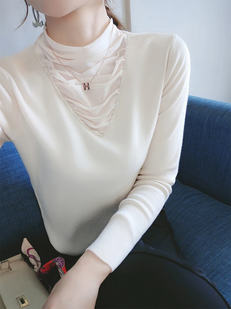 bud silk mound brought fashion blouse with long