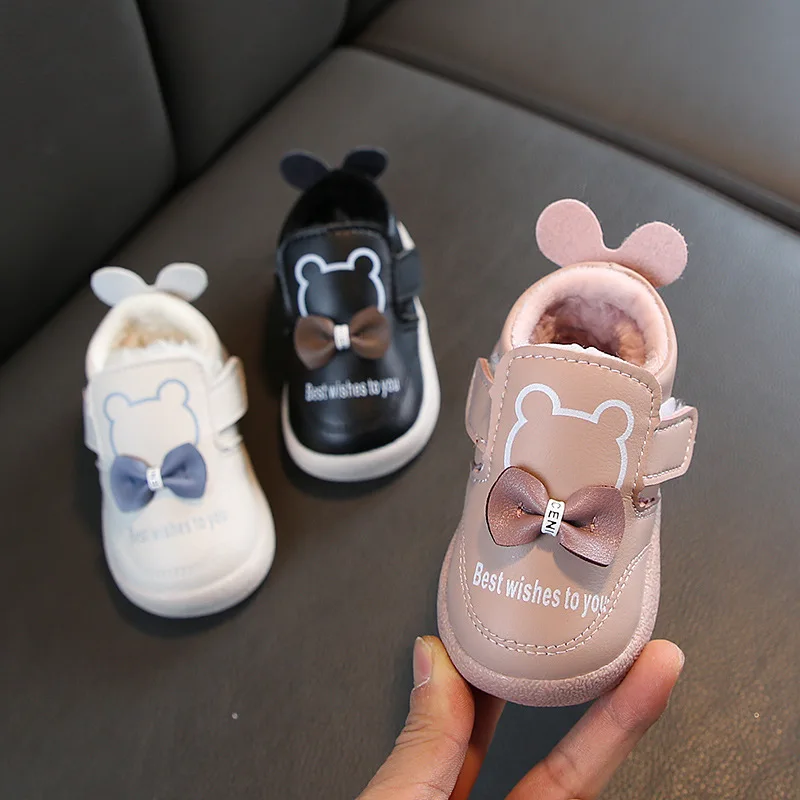 Новые детские кроссовки для новорожденных; зимняя обувь для мальчиков и девочек; первая обувь для малыша; обувь для малышей; бархатная теплая обувь для маленьких девочек