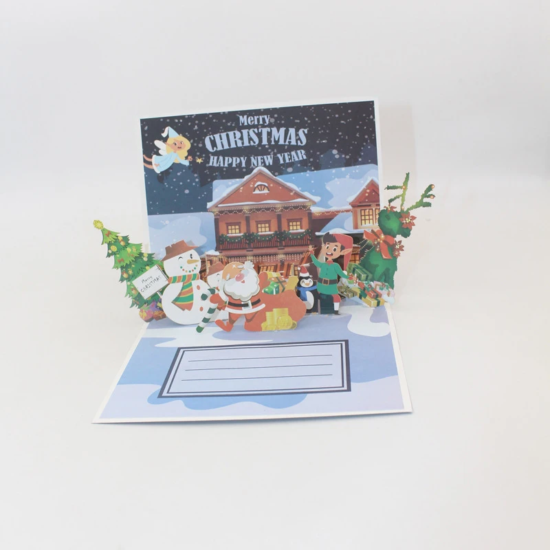  4 Styles 3D Handmade Cartoon Colorful Chrismas Party Paper Invitation Greeting Cards PostCard Merry - 4000314459897