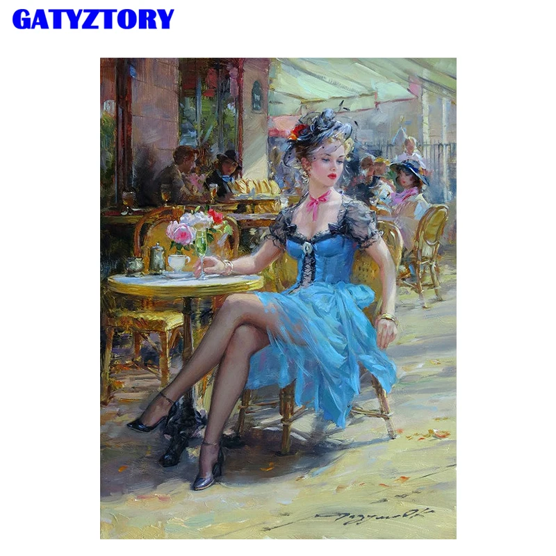GATYZTORY Frame Figure Painting DIY Digital By Numbers Kits Hand Painted Modern Wall Art Canvas For Artwork | Дом и сад