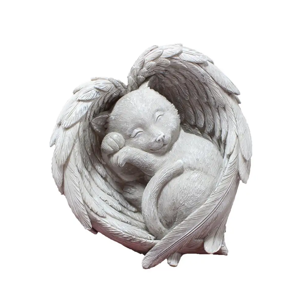 Angel Cat Decor Statue Resin Pet Statues Pets Memory Gifts Sleeping Cat