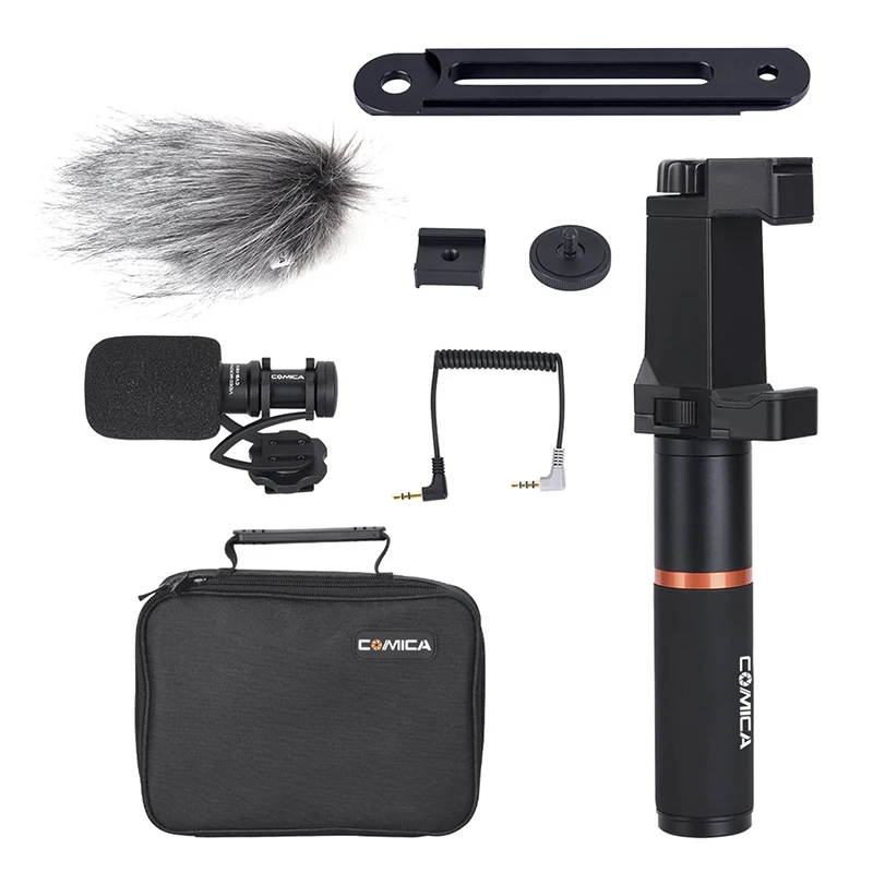  Comica Cvm-Vm10-K4 Smartphone Video Kit with Cardioid Directional Video Micro-phone Phone Holder Or