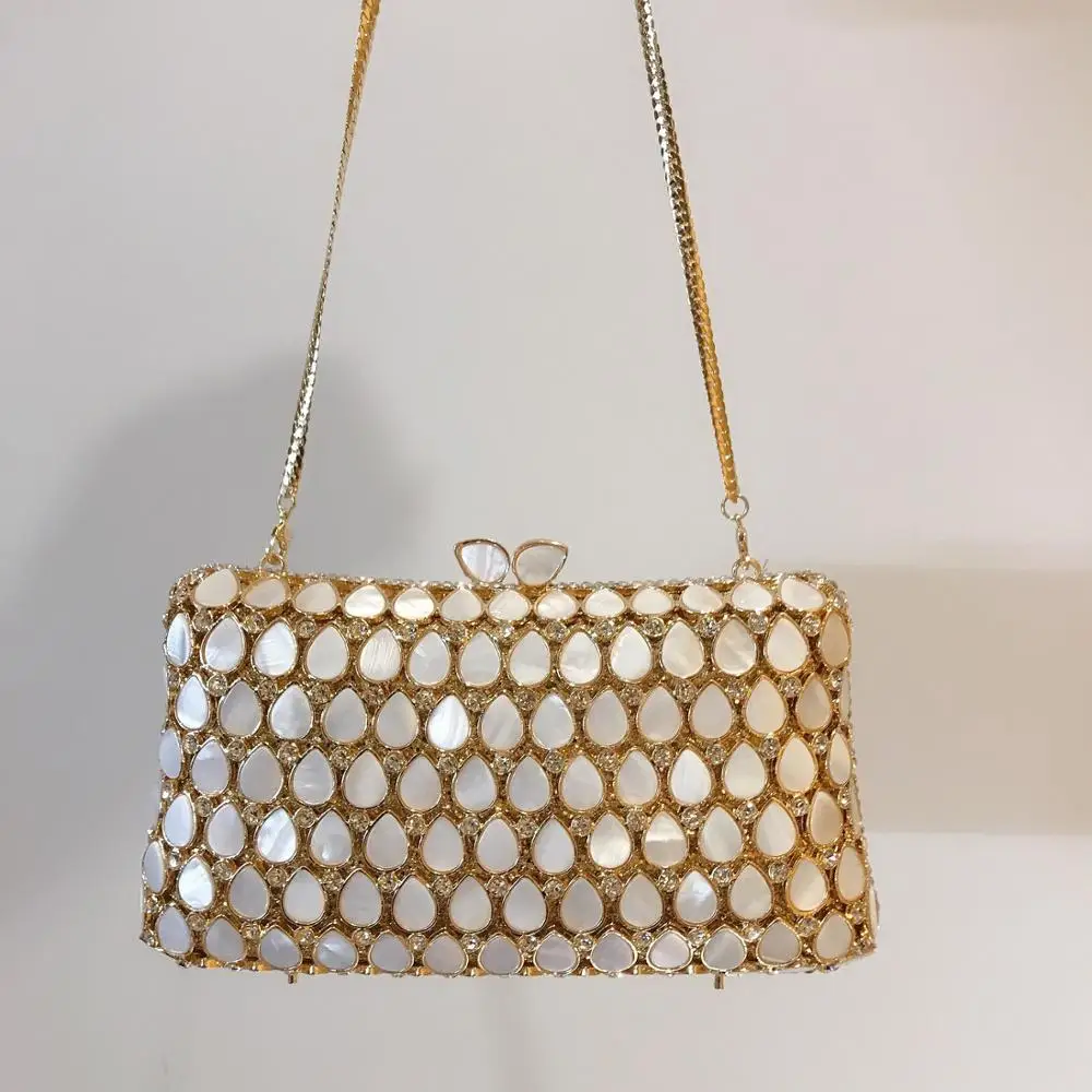 XIYUAN Women Evening Clutch Bag Bridal Wedding Elegant Party Handmade clutch purse Womens Handbags Purses Hollow Out Metallic 1