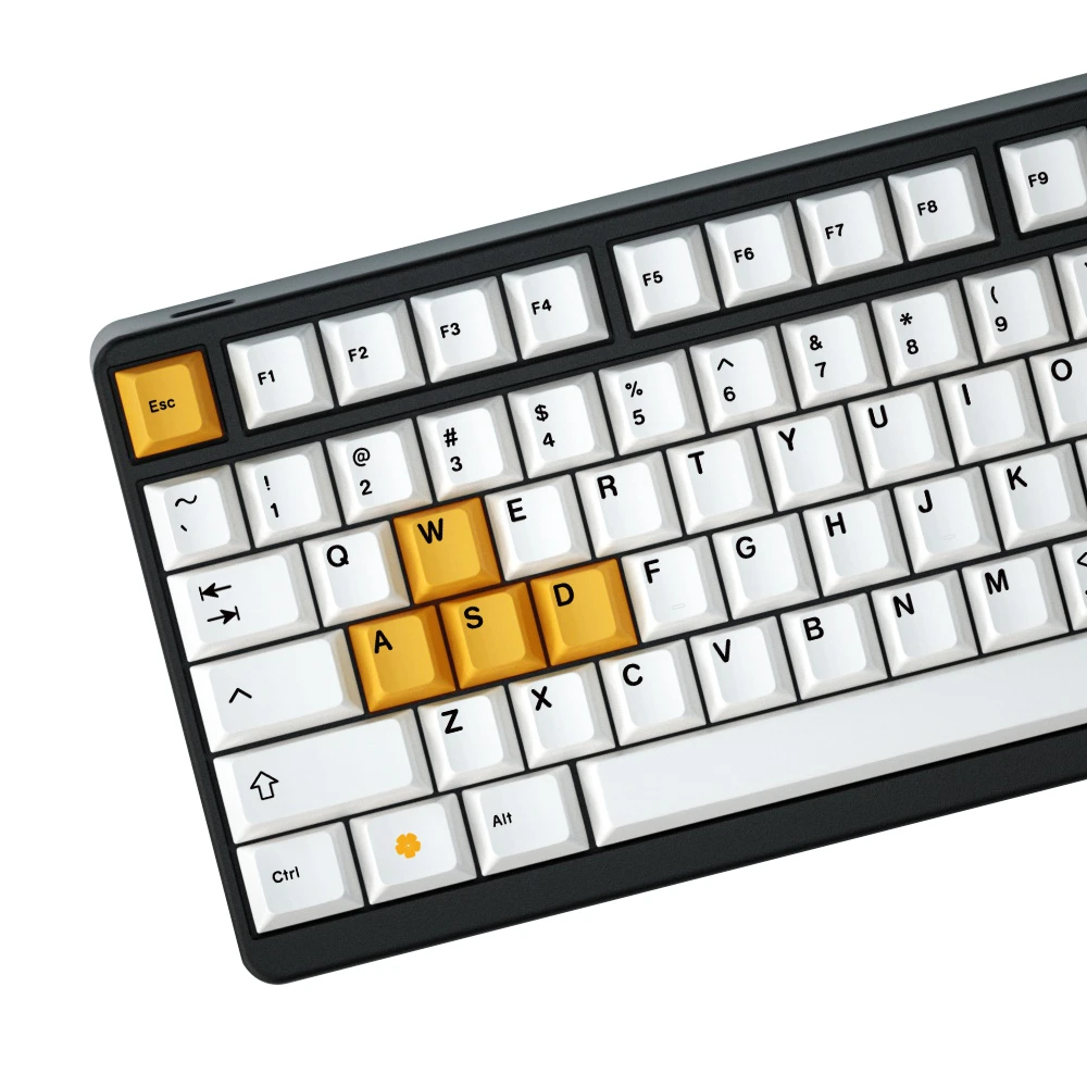 Вишневый профиль Белый Желтый цвет Keycaps краситель Sub черный принт толстый PBT для
