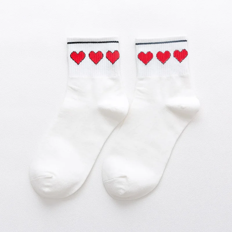 Heart White Новые женские забавные хипстерские художественные носки звездное небо освещение в виде сердечек звезда клубника узорные скейтборд harajuku пары подарок носки - Цвет: Heart White