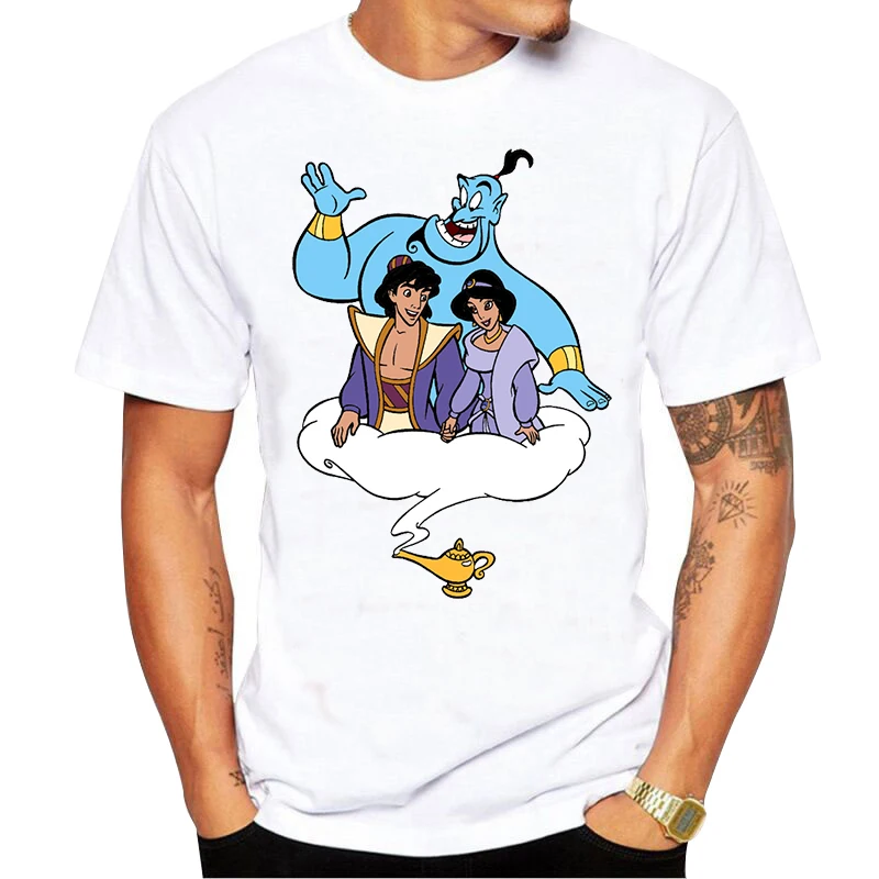 2021 Aladdin and the magic lamp Funny Tshirt Men Top TeeShort Sleeved Fashion T-shirt | Мужская одежда