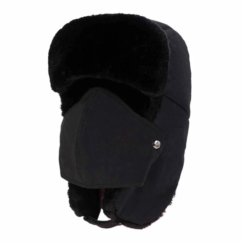 Women Bomber Hat Thick Fluffy Thermal Windproof Face Mask Ear Protection Cap Outdoor Winter Unisex Apparel Accessories Y3 - Цвет: B