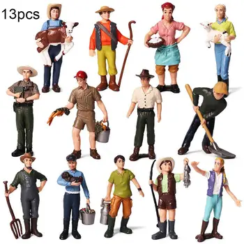 

Children simulation static farmer model toy farmer peasant woman breeder rancher plastic doll decoration