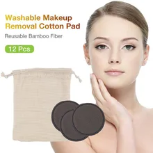 12 шт органические бамбуковые хлопковые подушечки для снятия макияжа многоразовая двухслойная Подушечка для чистки лица с сумкой для хранения/стирки