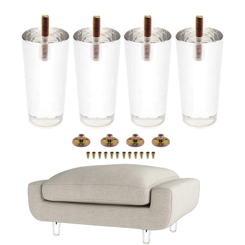 

4PCS 4 Inch/100Mm Furniture Feet Acrylic Bench Legs Sofa Legs Modern Cabinet Cupboard Coffee Table Legs Couch Feet Storage Shelv