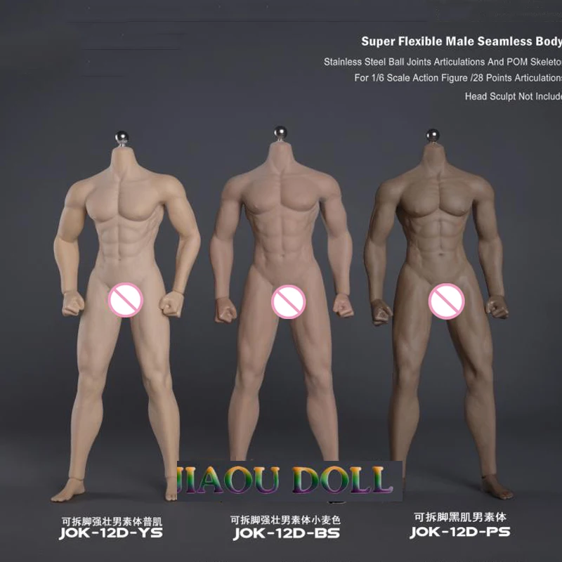 JIAOU DOLL 1//6 Steel Flexible Seamless Muscular Male Black Figure Body Model Toy