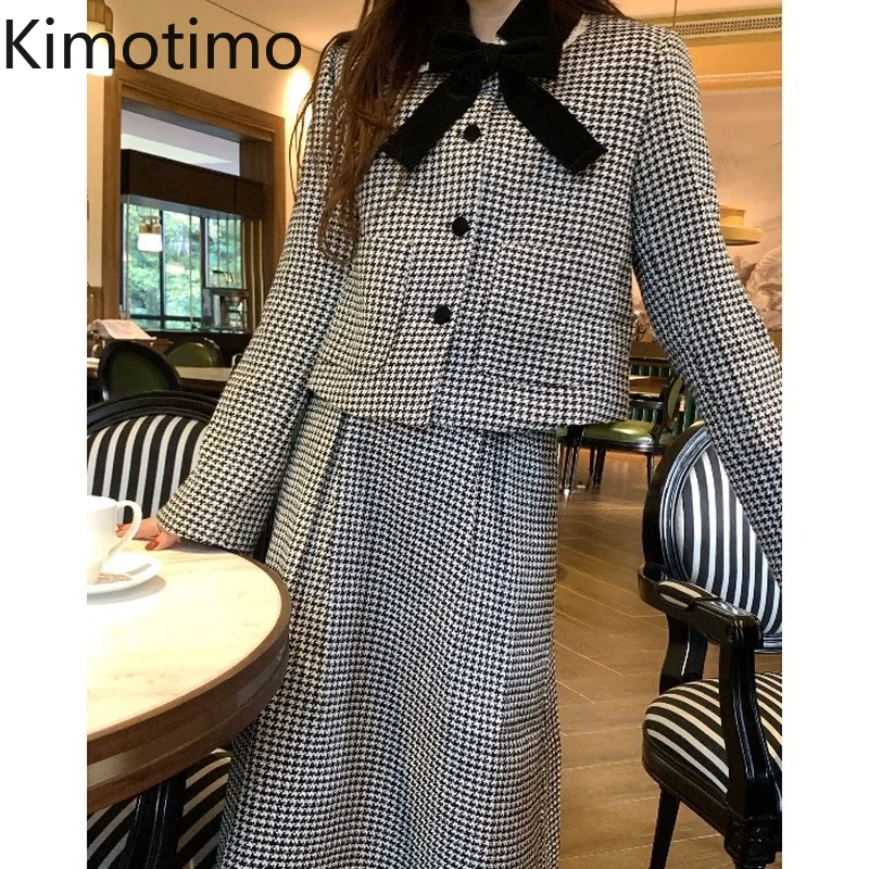 Женский комплект из твида Kimotimo корейское шикарное осенне-зимнее винтажное